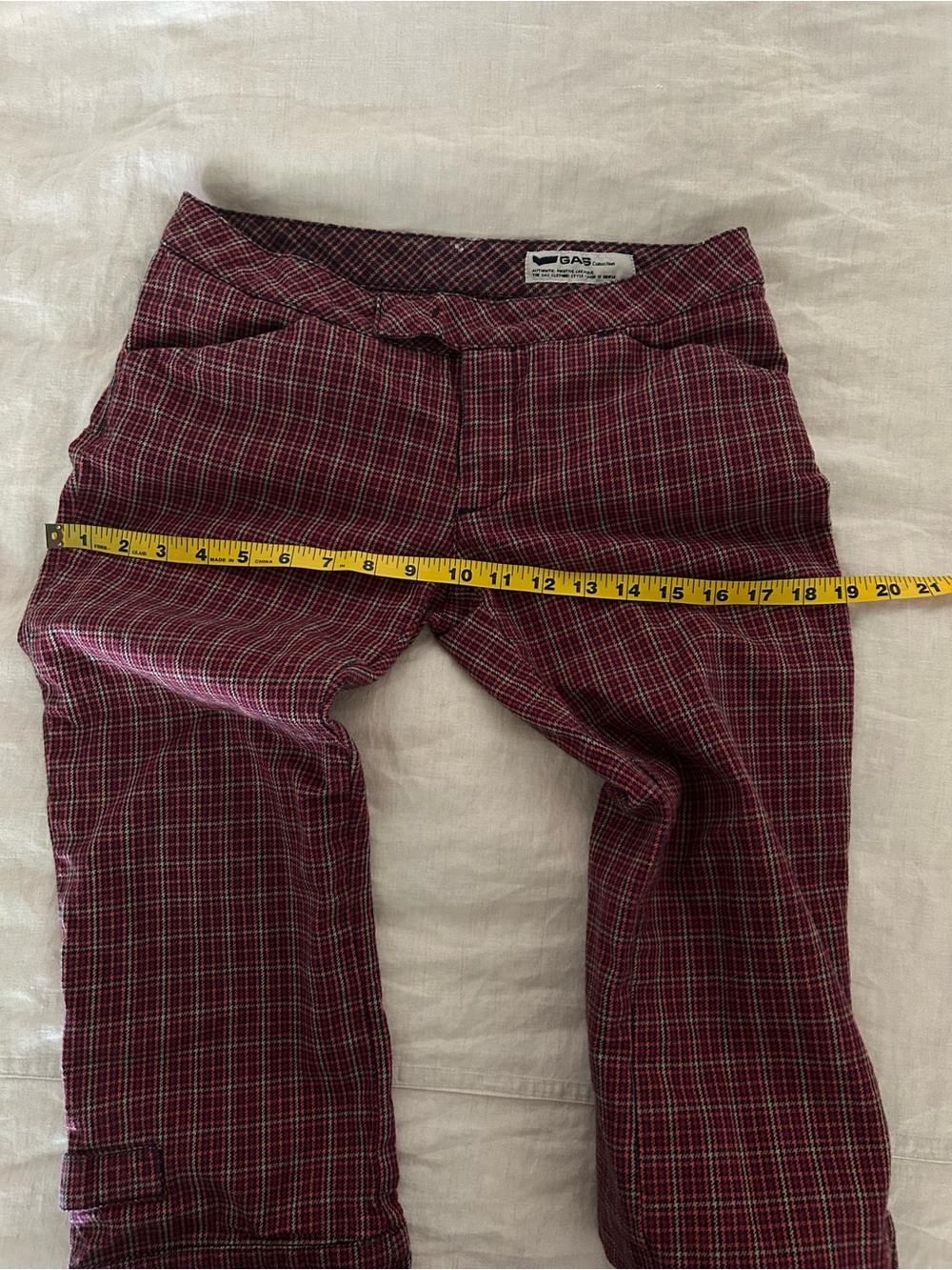 GAS Collection Plaid Capri Pants Waist 26 Low Rise Buckle Hem Y2K - Picture 13 of 16